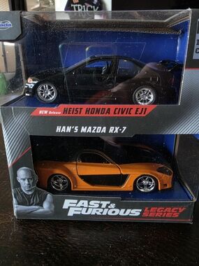 Jada Fast & Furious Legacy Series Heist Honda Civic EJ1 & Han’s Mazda RX-7 1/32